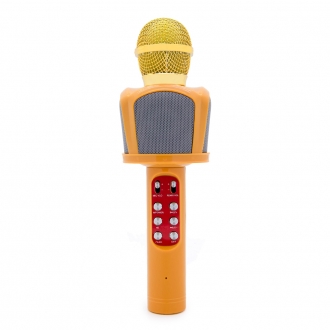 Караоке микрофон беспроводной WS-1816, золотой с подсветкой-1